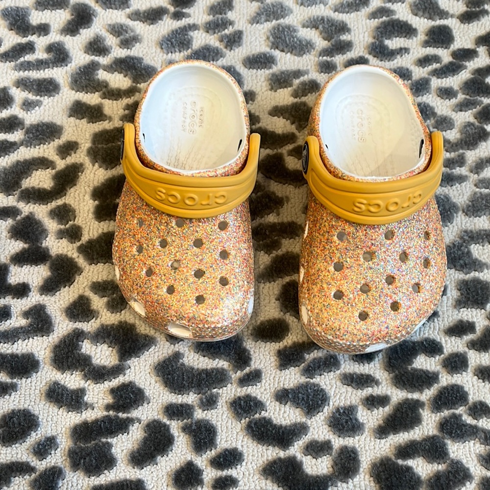 Toddler size 6 Sparkle orange Crocs